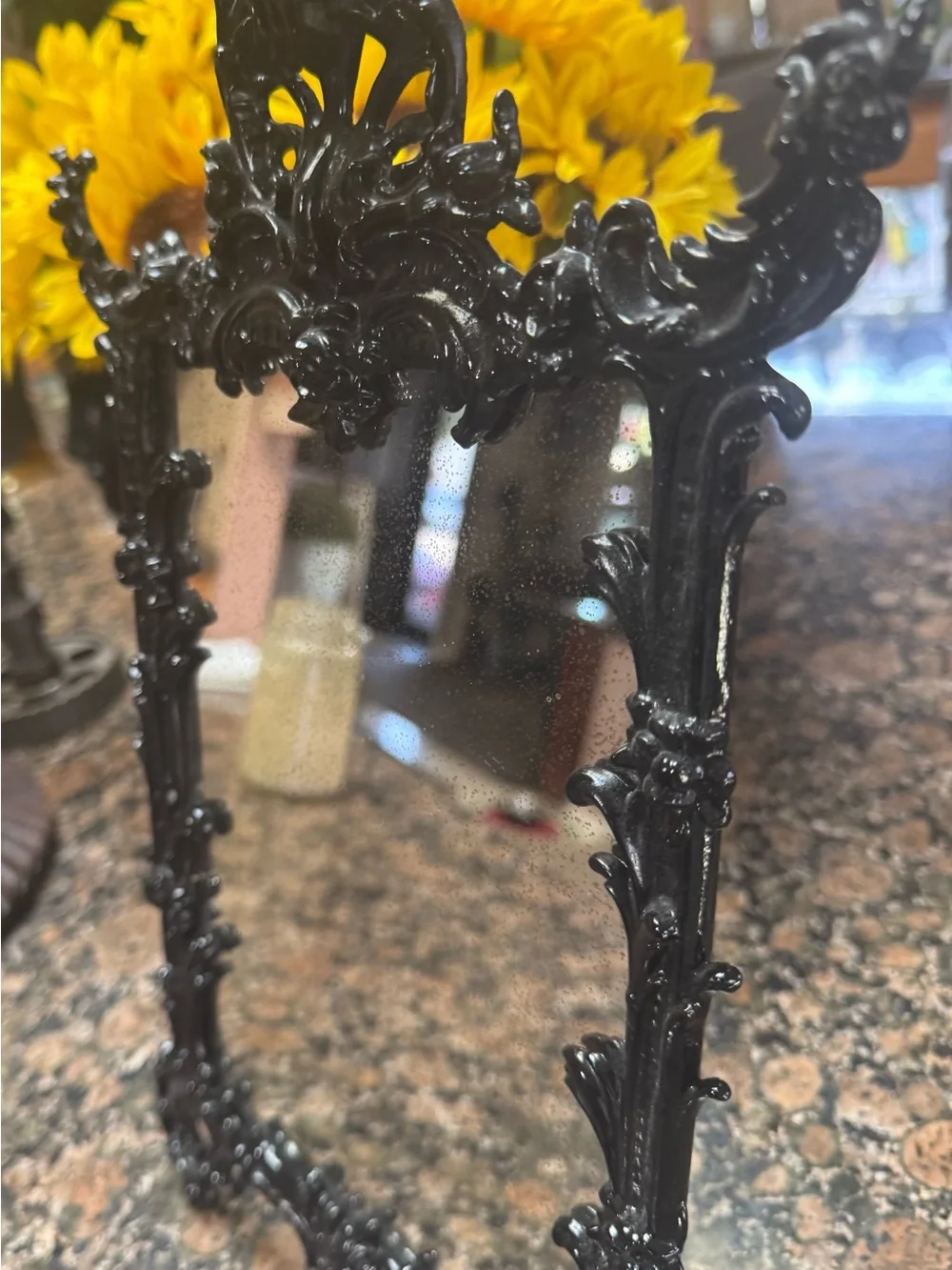 Antique Ornate Black Decorative Standing Mirror - Classic Wall Decor